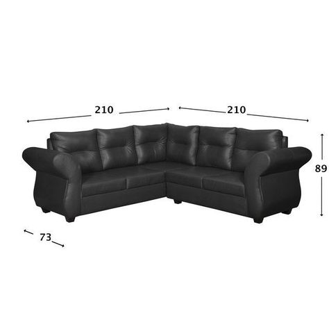 Sofa Seccional 3-2 Emma PU Negro-2