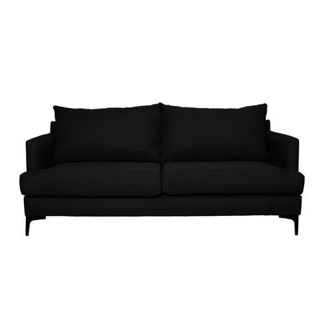 Sofá Aldara Chenille Tipo Lino Negro 2C-0
