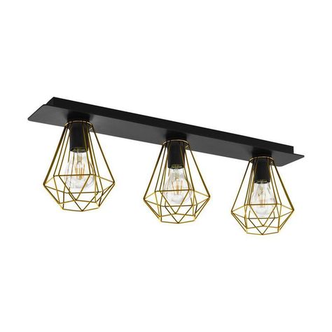 LAMPARA DE TECHO TARBES ACERO NEGRO E27 3X40W IP20 COD.43655-0