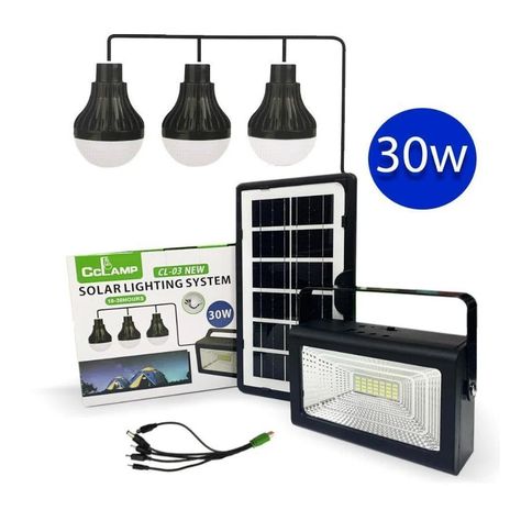 Kit Camping Solar 30w USB Con 3 Ampolletas-1