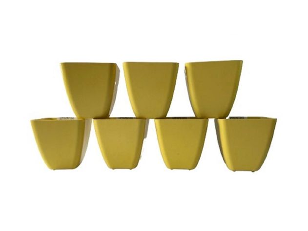 SET 7 MACETAS BIO CUADRADO AMARILLO 13,3X12,4-0