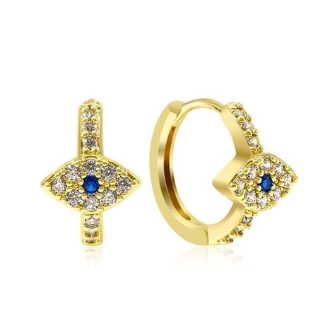 Aros Argollas Hipoalergénico Dorado ojo turco-0
