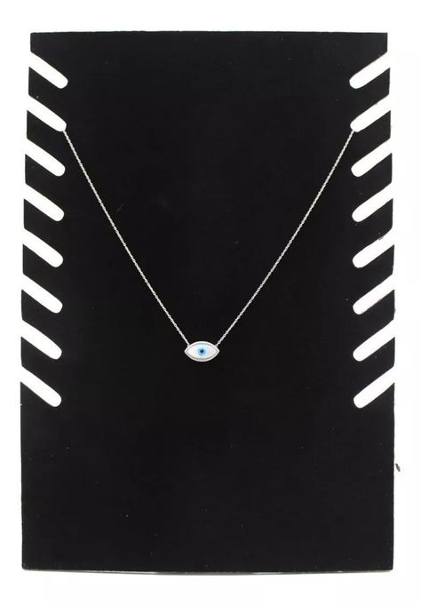 Exhibidor Mostrario 8 Cadenas Collar Terciopelo Negro Plano-1