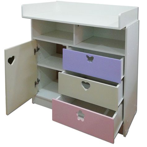 Comoda Mudador Crema Lila-1