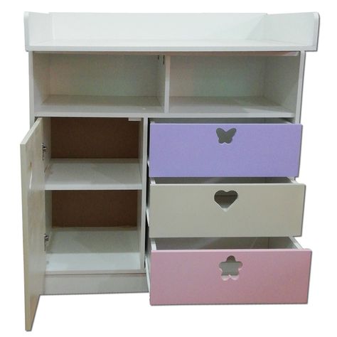 Comoda Mudador Crema Lila-0