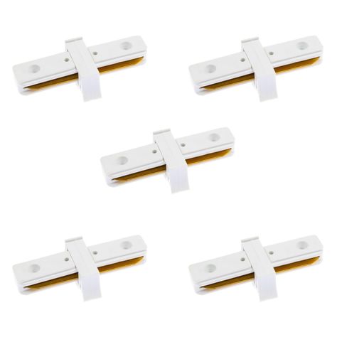 Pack 5 Conectores Para Carril Monofásico De Iluminación LED "Recto" Blanco-0