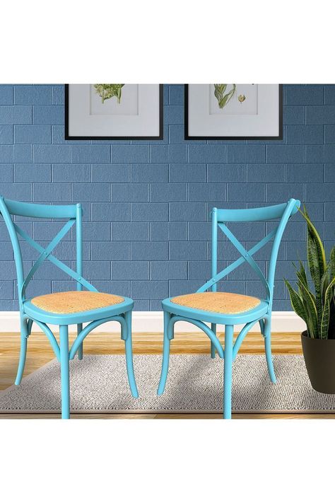 Pack 2 Sillas de Comedor Retro Azul-5