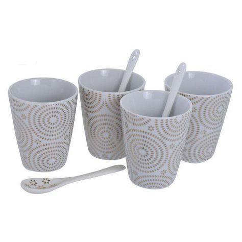 Juego de Tazas con Cucharas 8 Pzs Estrellas Gold-0