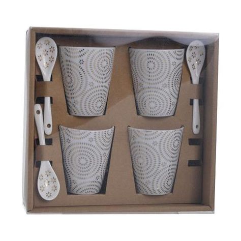 Juego de Tazas con Cucharas 8 Pzs Estrellas Gold-2