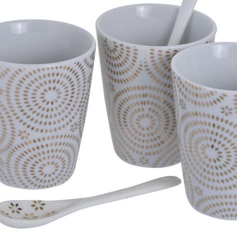 Juego de Tazas con Cucharas 8 Pzs Estrellas Gold-1