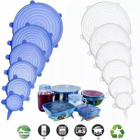 Set 6 Tapas Silicona Extensible Anti Escurrimientos Sellado-3