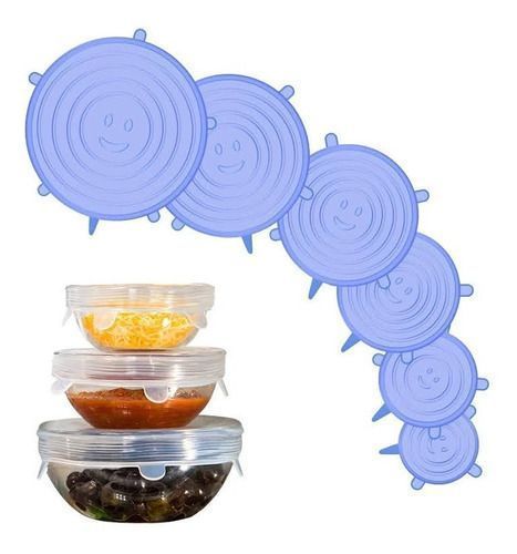 Set 6 Tapas Silicona Extensible Anti Escurrimientos Sellado-0