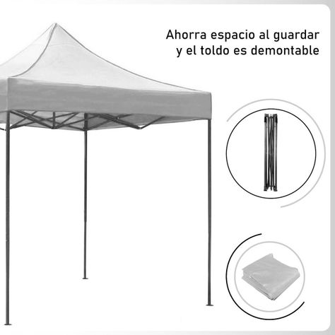 Toldo Plegable 3x3 Carpa Impermeable Protección UV Blanco-3