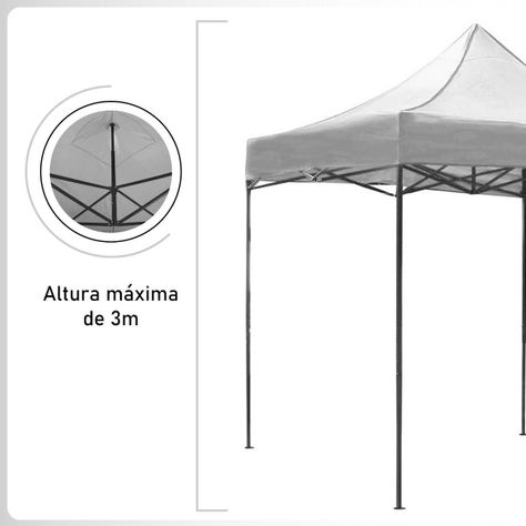 Toldo Plegable 3x3 Carpa Impermeable Protección UV Blanco-1