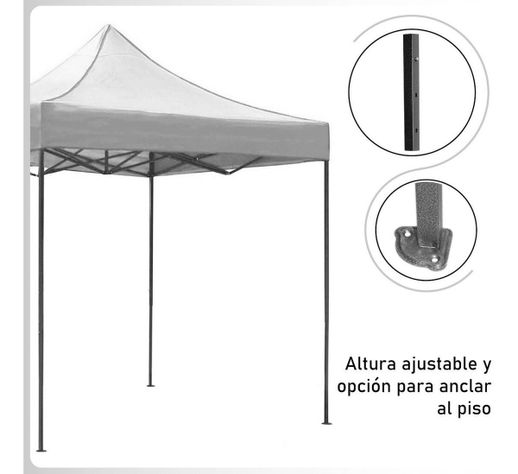 Toldo Plegable 3x3 Carpa Impermeable Protección UV Blanco-5