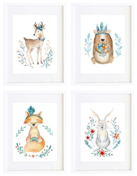 Set 4 Cuadros Animales Y Flores 30X40-0