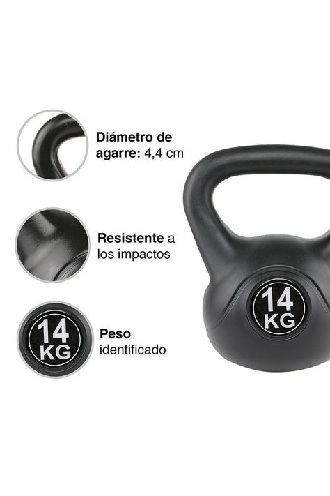 Kettlebell Mancuerna Pesa Rusa Cemento 14 Kg Negro-3