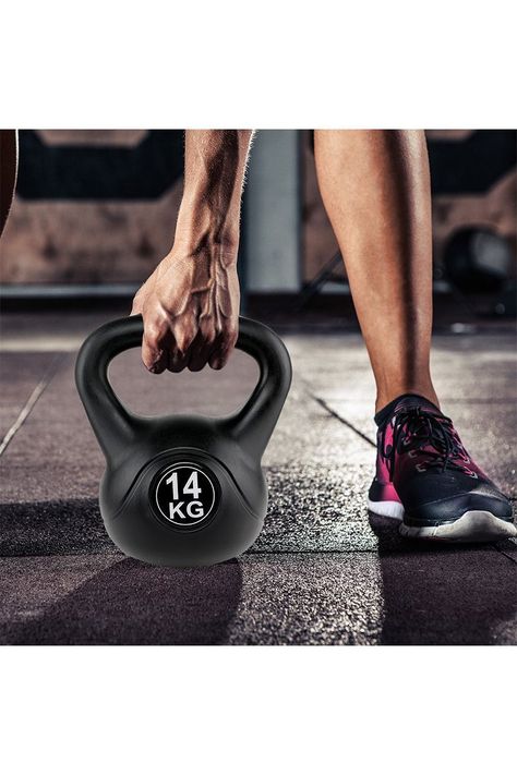 Kettlebell Mancuerna Pesa Rusa Cemento 14 Kg Negro-1