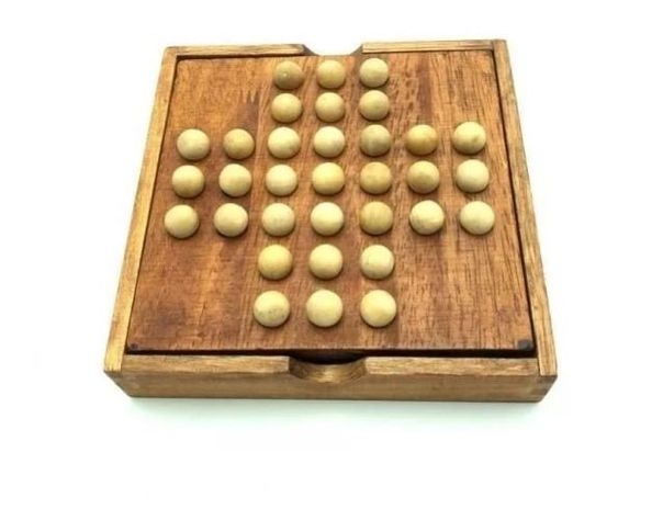 Juego De Mesa Solitario Madera-0
