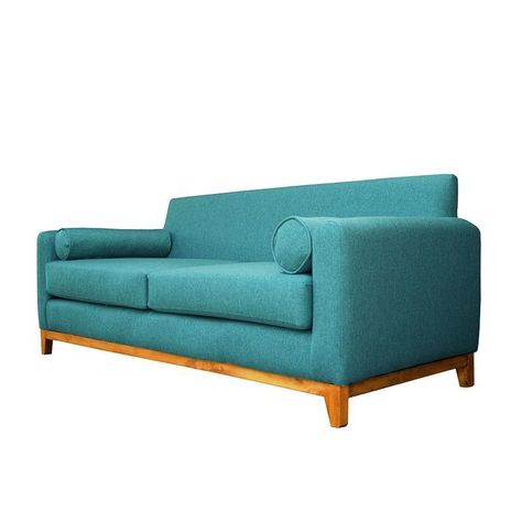 Sofá Meli Chenille Tipo Lino Turquesa 3 Cuerpos-2