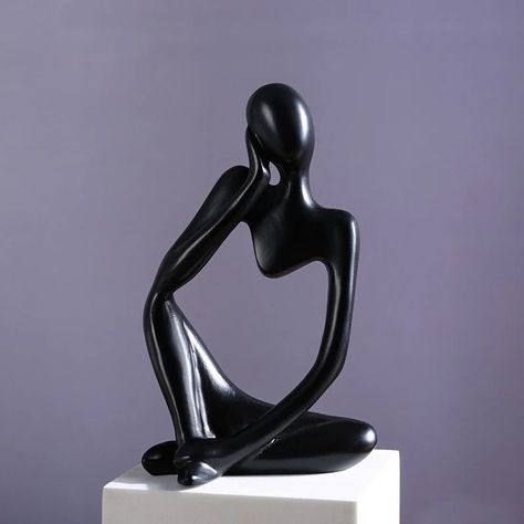 Estatua Hombre Pensador Adorno Minimalista Artesanía Abstracta Resina-2