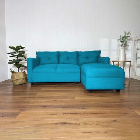 Seccional Mateo Chenille Turquesa Pata Plastica-1