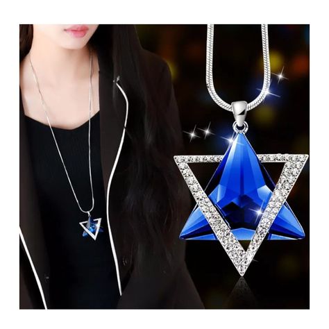 Colgante Cristal Triangle Blue-1