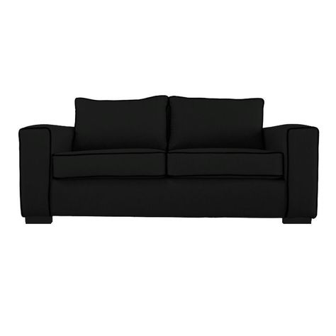 Sofá Gabro Chenille Tipo Lino Negro 3 Cuerpos-0