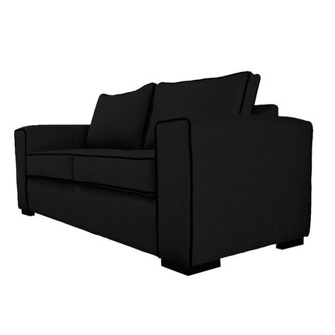 Sofá Gabro Chenille Tipo Lino Negro 3 Cuerpos-2
