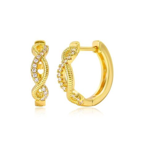 Aros Argollas Dorado infinito con circones-0