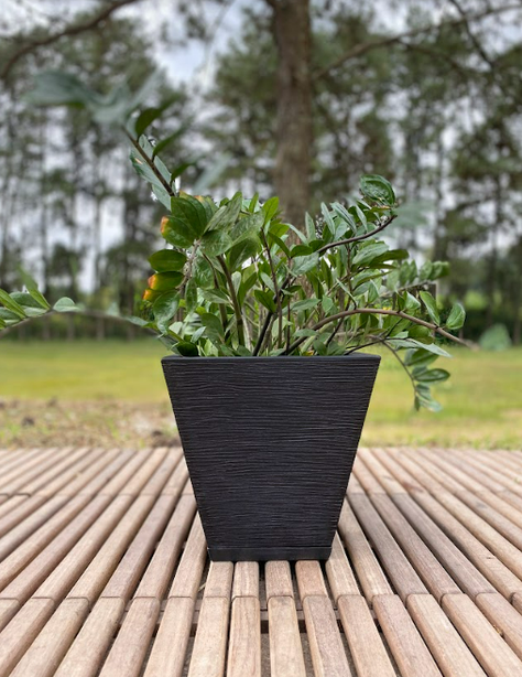 MACETERO FLORIDIS ZURIQUE NEGRO 34CM CON PLATO-3