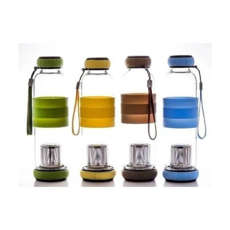 Botella De Vidrio 420 Ml Té Infusión + Funda-1