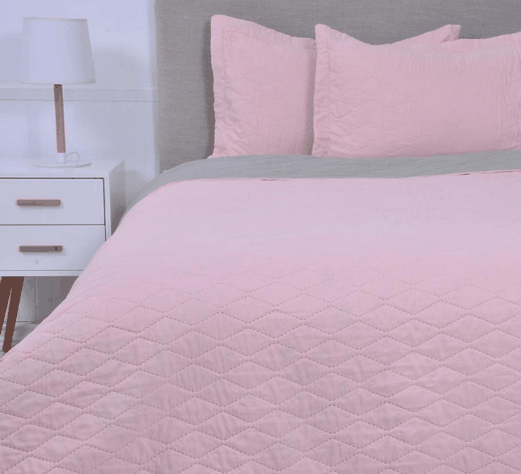 Quilt Bicolor Liso King Gris/Rosado-0