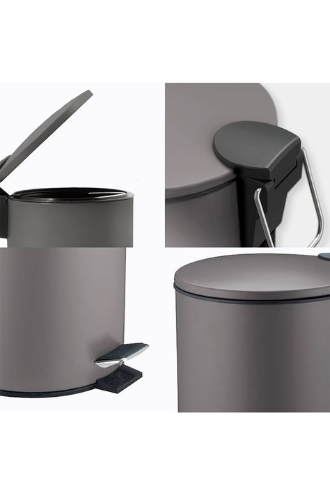 Basurero 27 L Acero Gris-4