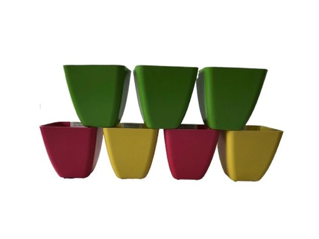 SET 7 MACETAS BIO CUADRADO 2COR2AMA3VE 13,3X12,4-0