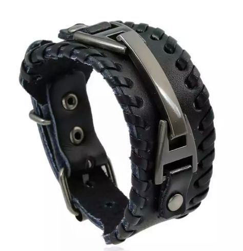 Pulsera Masculina, Eco Cuero Estilo Punk.-0