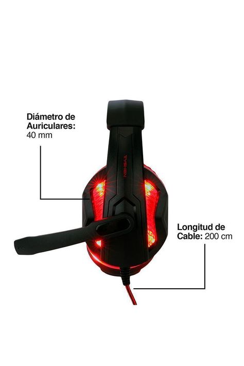 Audífonos Gamer GH05 Luces Led con Micrófono Rojo-4