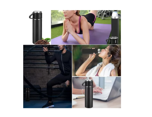 Set Termo Caliente Frio Termo Acero Inox + 3 Tazas 500 Ml-6