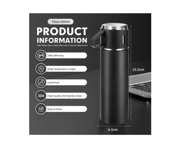 Set Termo Caliente Frio Termo Acero Inox + 3 Tazas 500 Ml-4