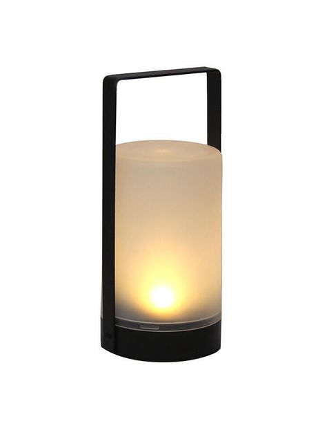 Fanal plástico con vela led 10x10x20.5 cm. Negro-0