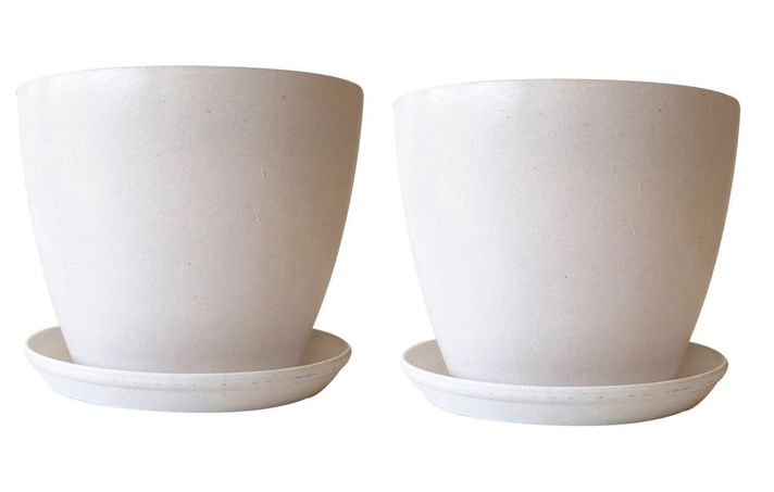 SET 2 MACETAS C/PLATO BIO ACTUAL BLANCO 24X18-0