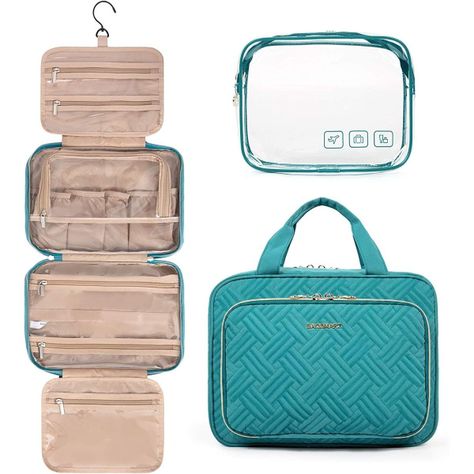 Bagsmart - Neceser de aseo para colgar más bolsa de cosmeticos - Turquesa-7