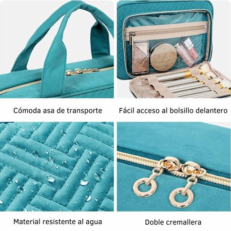 Bagsmart - Neceser de aseo para colgar más bolsa de cosmeticos - Turquesa-1