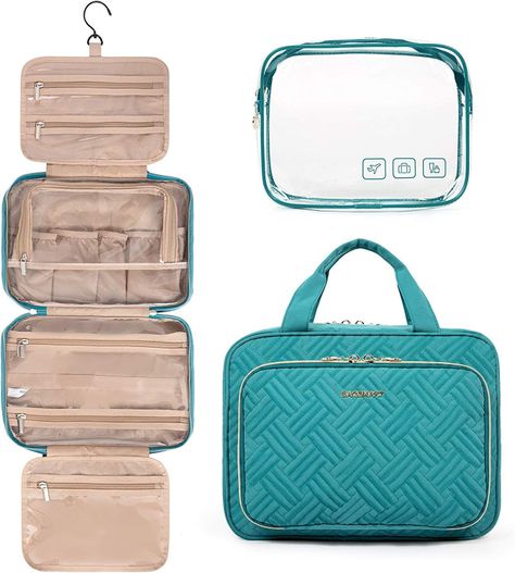 Bagsmart - Neceser de aseo para colgar más bolsa de cosmeticos - Turquesa-4