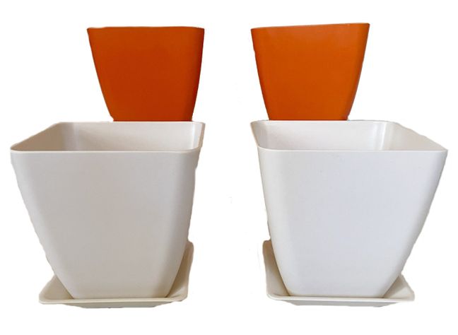 SET 4 MACETA BIO CUADRA C/PLATO 2BCO2NAR13,3X12,4-0