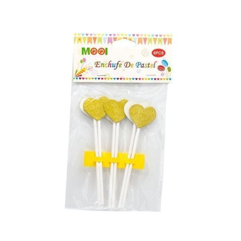 Topper - Corazón Dorado Brillante - 6 Pcs-0