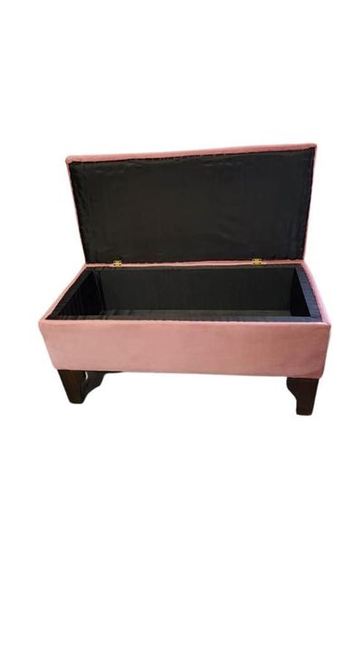 Banqueta Baul HVM Boton Palo Rosa Felpa-2