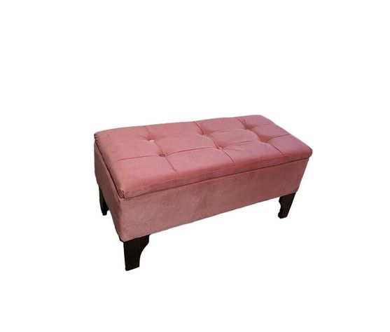 Banqueta Baul HVM Boton Palo Rosa Felpa-1