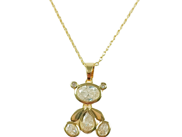 Colgante Oso Punto de luz Zirconio chapado en Oro 18kl-0