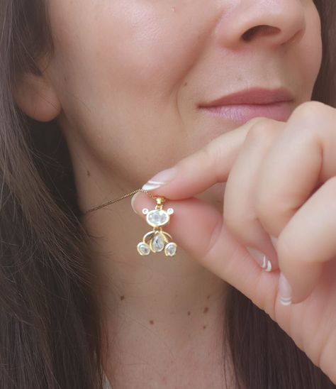 Colgante Oso Punto de luz Zirconio chapado en Oro 18kl-5